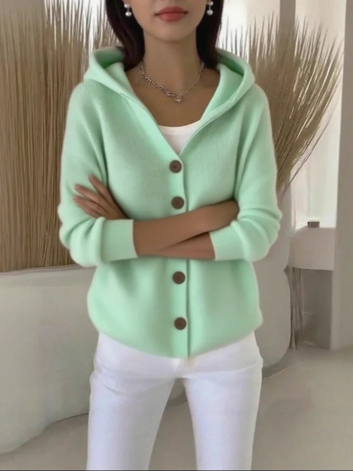 NORELIA – WOMEN’S BUTTONED KNIT HOODED CARDIGAN SWEATER Sweater Marina&Nola