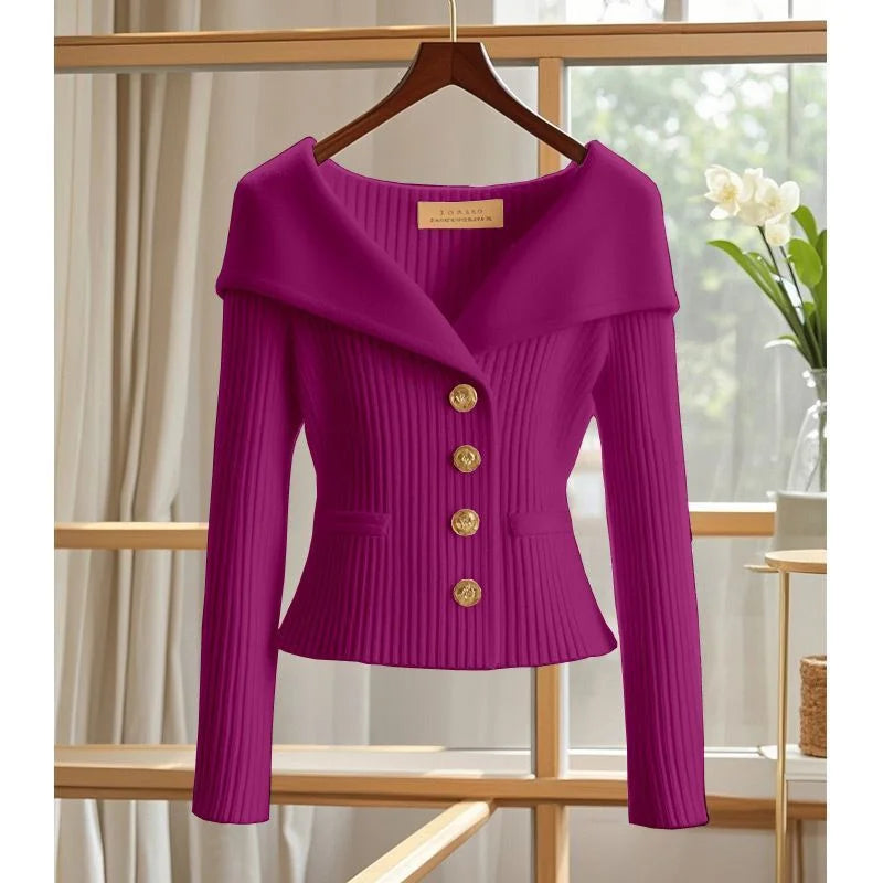 AUREVIA – WOMEN’S HIGH-END CARDIGAN SWEATER purple Sweater Marina&Nola
