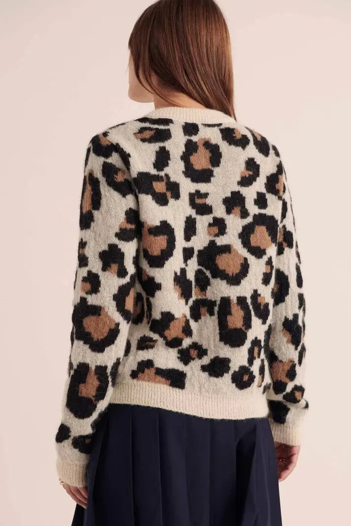 CHELVARA – WOMEN’S LEOPARD PRINT OPEN-FRONT KNIT CARDIGAN Cardigans Marina&Nola