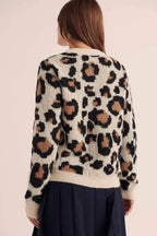 CHELVARA – WOMEN’S LEOPARD PRINT OPEN-FRONT KNIT CARDIGAN Cardigans Marina&Nola