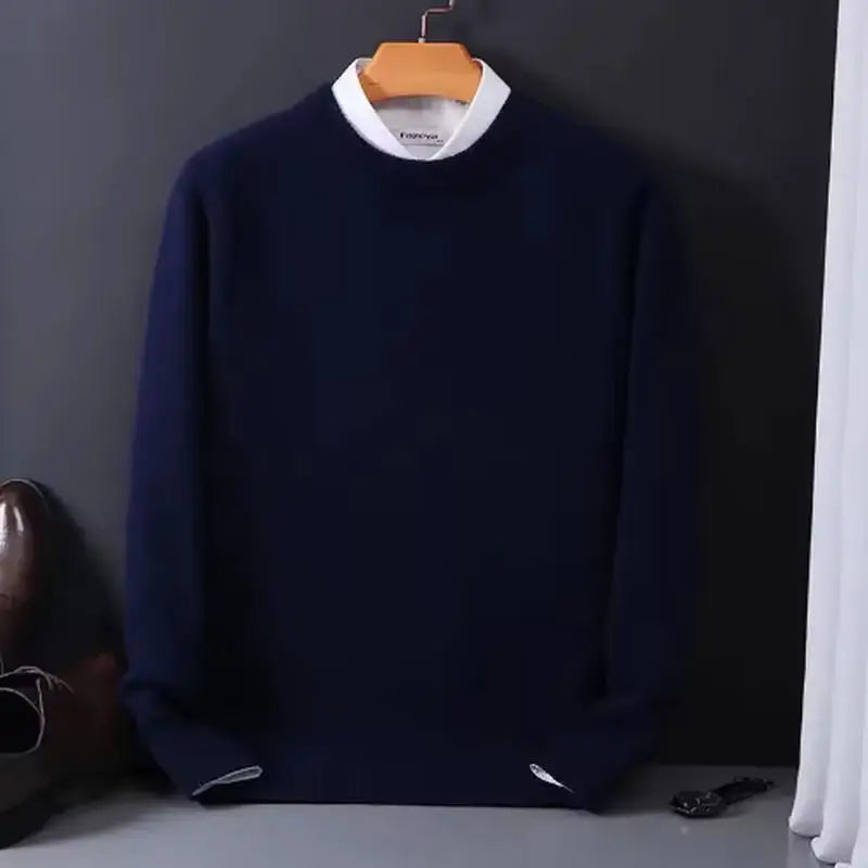 CASHVÉR – MEN’S CASHMERE O-NECK KNIT SWEATER