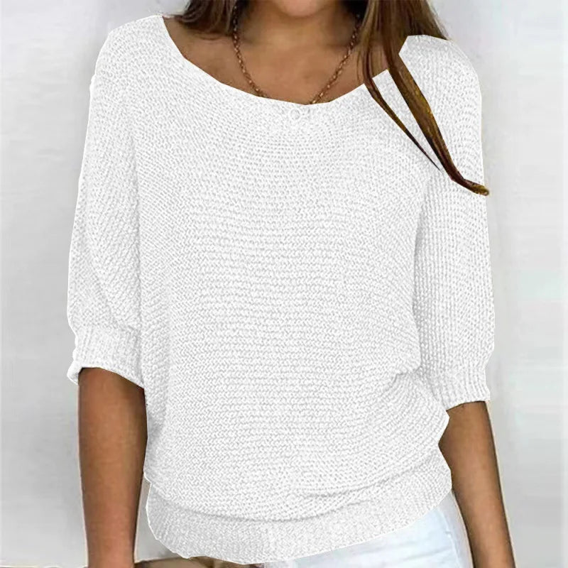 ELARÉNE – WOMEN’S SOLID KNIT PULLOVER SWEATER