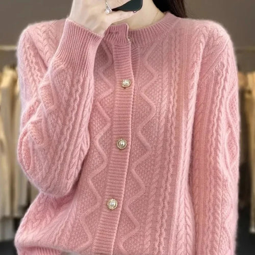 AMÉLIA – WOMEN’S SWEET SHORT KNIT CARDIGAN JACKET Pink Cardigans Marina&Nola