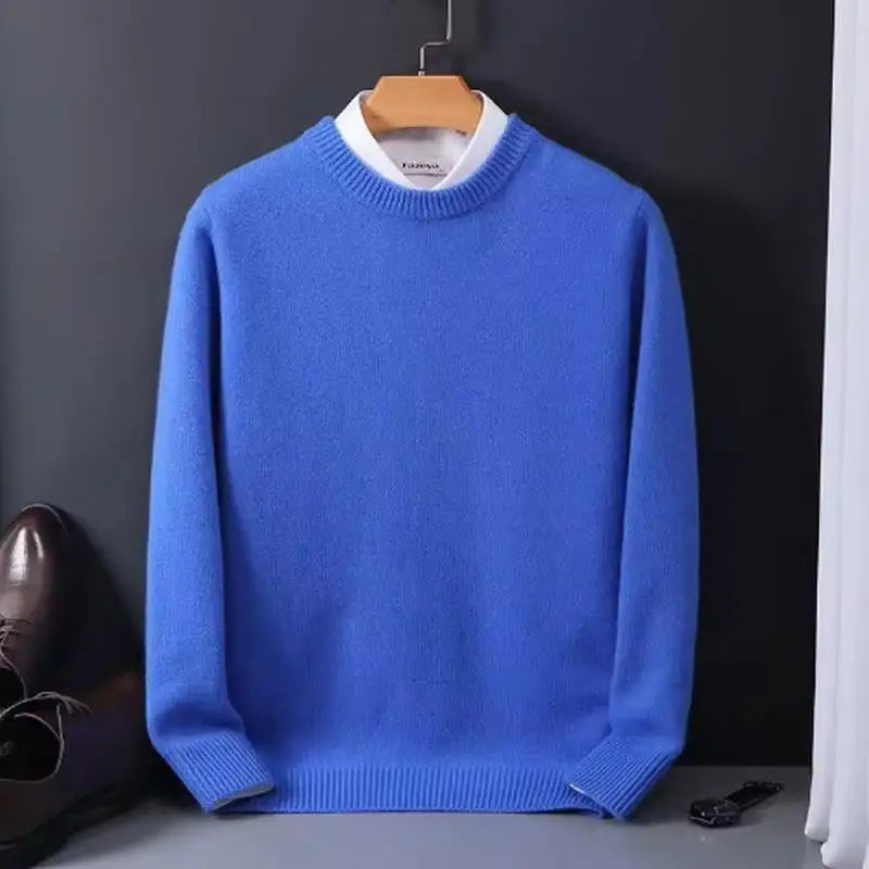 CASHVÉR – MEN’S CASHMERE O-NECK KNIT SWEATER