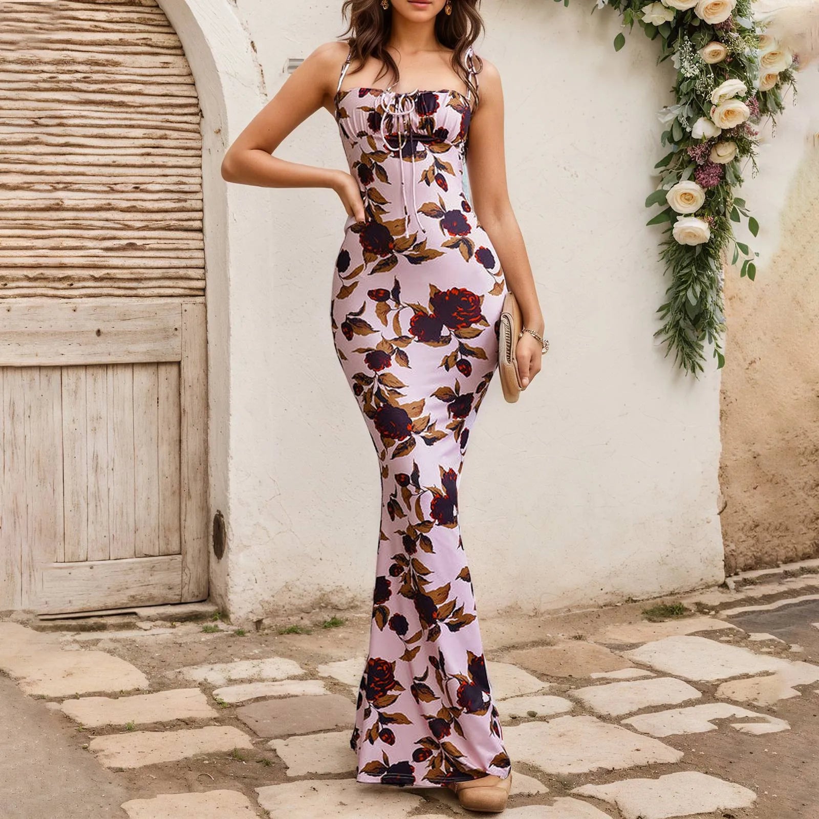 BOHÉRA – WOMEN’S FLORAL BODYCON MAXI DRESS