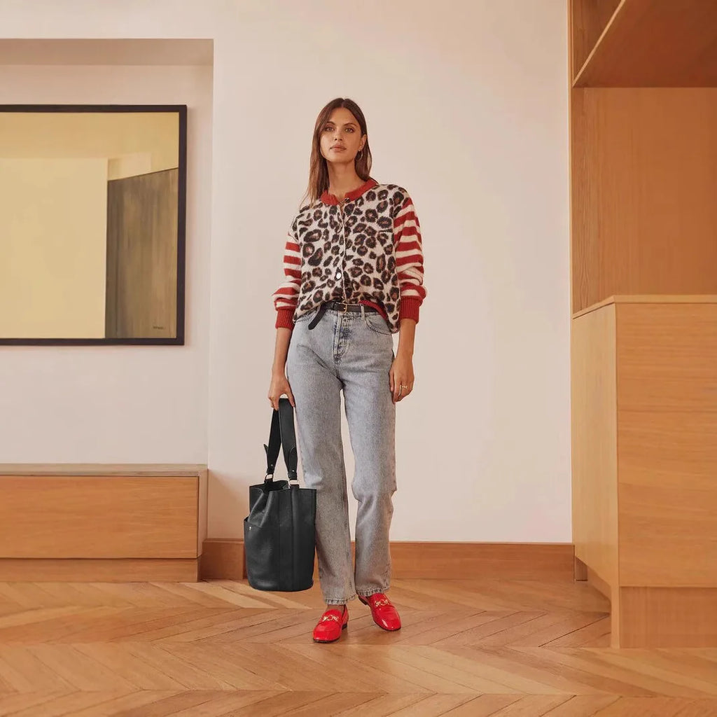 CHELVARA – WOMEN’S LEOPARD PRINT OPEN-FRONT KNIT CARDIGAN Cardigans Marina&Nola