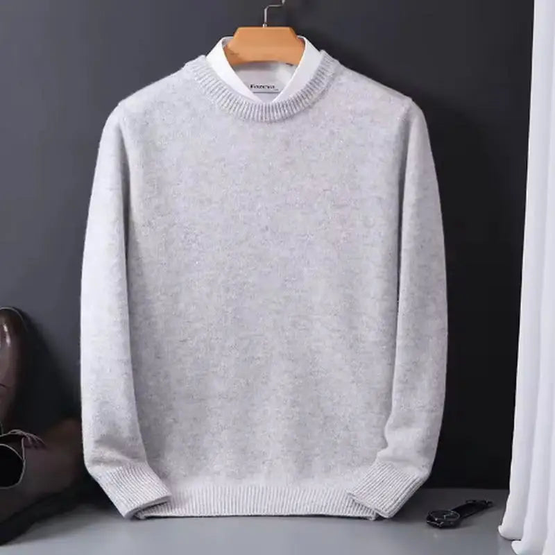 CASHVÉR – MEN’S CASHMERE O-NECK KNIT SWEATER
