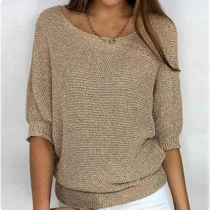 ELARÉNE – WOMEN’S SOLID KNIT PULLOVER SWEATER