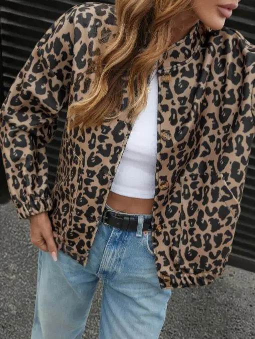 LEOPHIRA – WOMEN’S Y2K RETRO LEOPARD PRINT CARDIGAN JACKET
