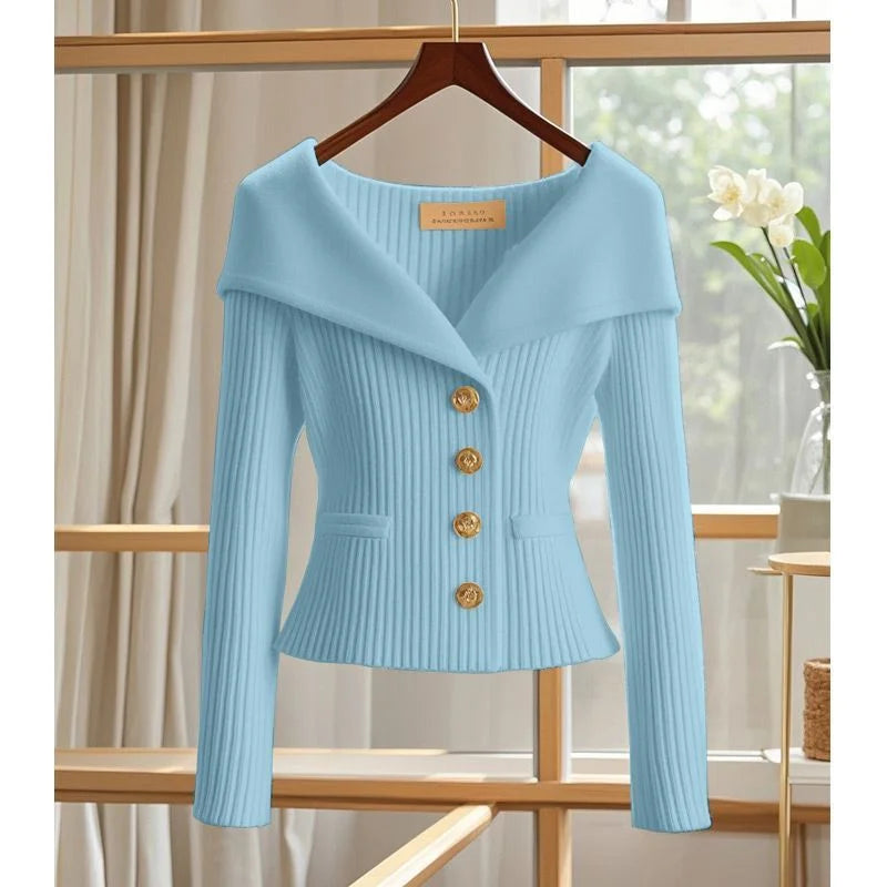 AUREVIA – WOMEN’S HIGH-END CARDIGAN SWEATER Sky blue Sweater Marina&Nola