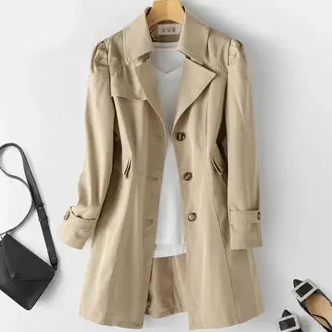 ARVÉLLE – WOMEN’S MID-LENGTH SLIM FIT TRENCH COAT