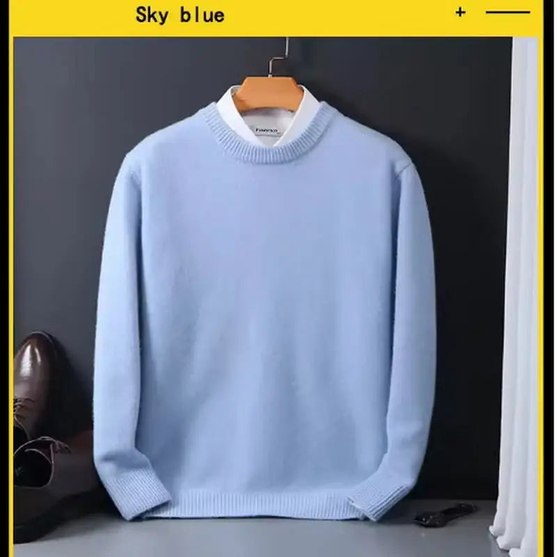 CASHVÉR – MEN’S CASHMERE O-NECK KNIT SWEATER