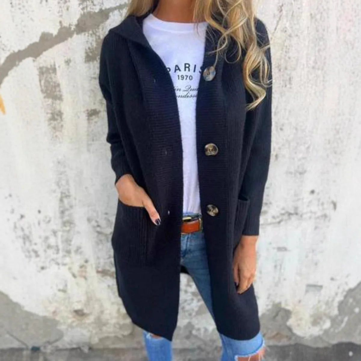 GRÉVIA – WOMEN’S BUTTONED KNIT CARDIGAN SWEATER