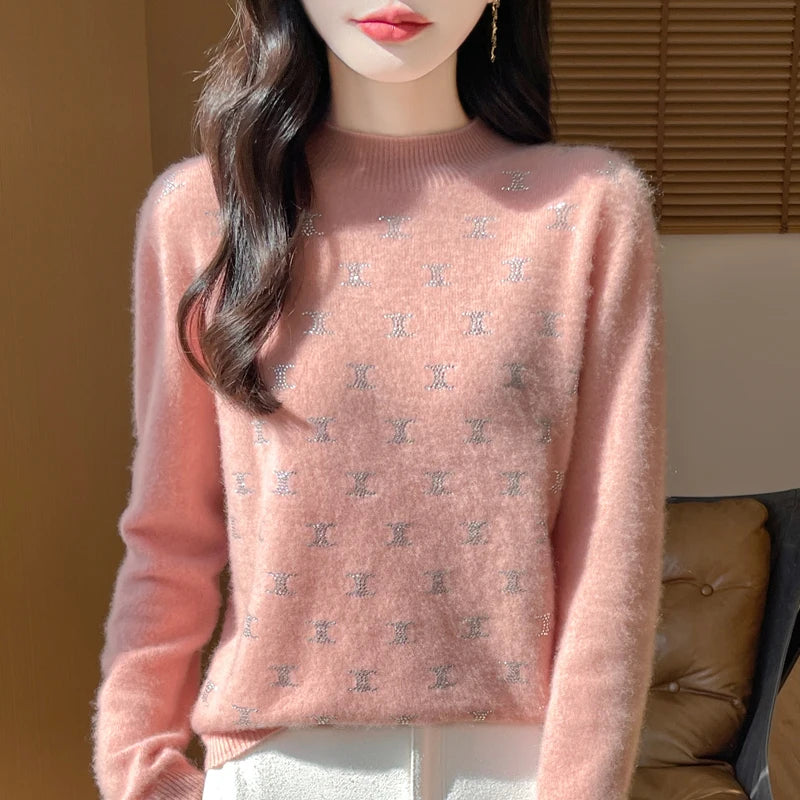 ELVORIA – WOMEN’S FINE WOOL EMBELLISHED PULLOVER SWEATER Sweater Marina&Nola