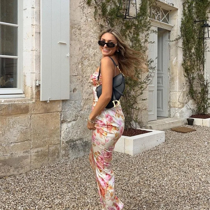 FLORÉA – WOMEN’S FRENCH FLORAL STRAPLESS MAXI DRESS