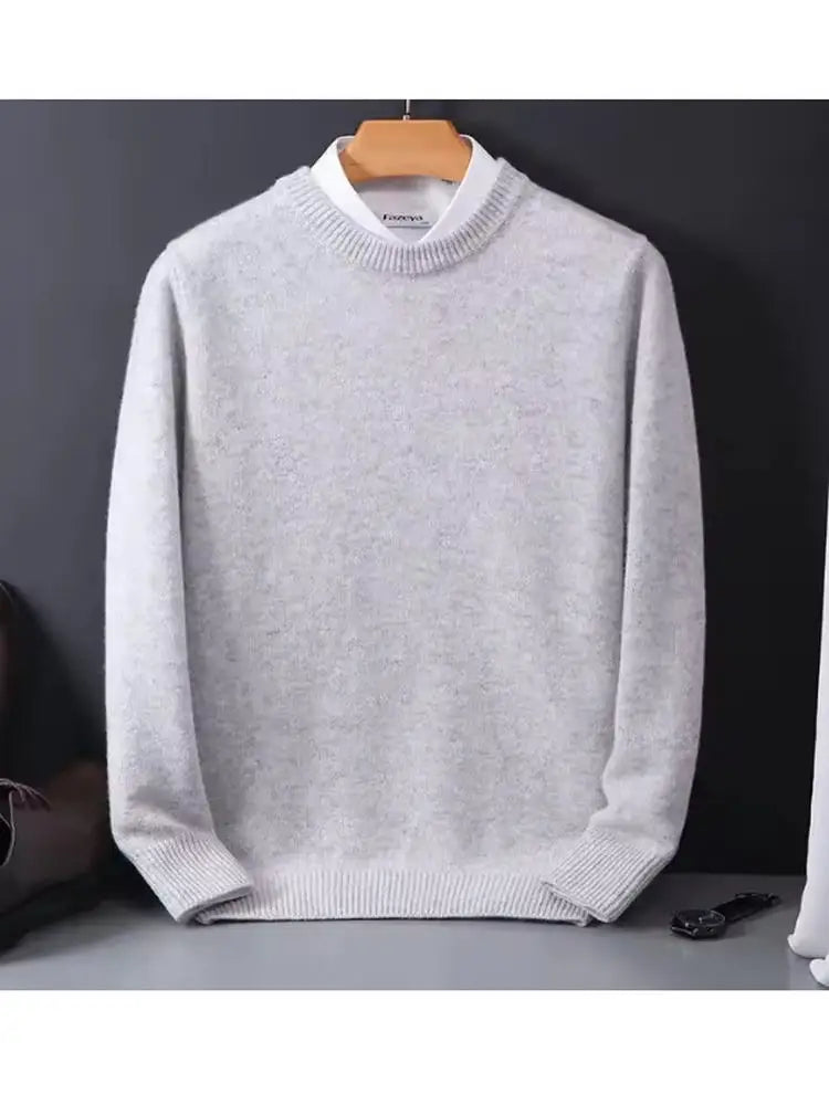 CASHVÉR – MEN’S CASHMERE O-NECK KNIT SWEATER