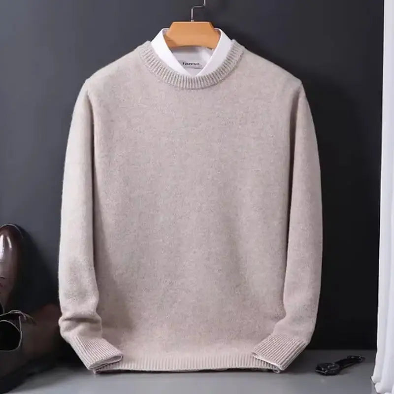 CASHVÉR – MEN’S CASHMERE O-NECK KNIT SWEATER