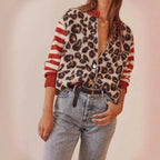 CHELVARA – WOMEN’S LEOPARD PRINT OPEN-FRONT KNIT CARDIGAN Cardigans Marina&Nola