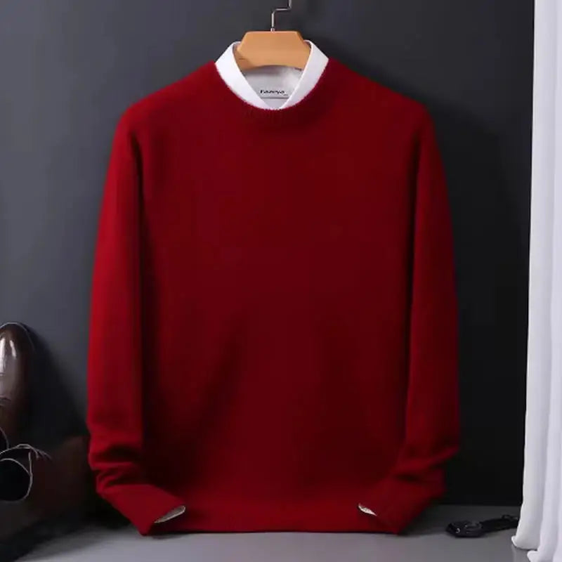CASHVÉR – MEN’S CASHMERE O-NECK KNIT SWEATER