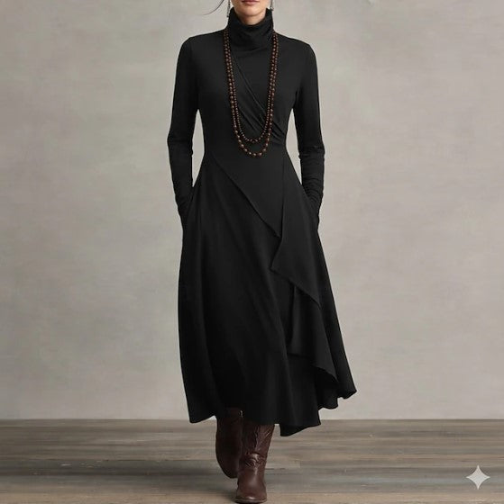 AVÉRIN – WOMEN’S TURTLENECK MAXI WRAP DRESS