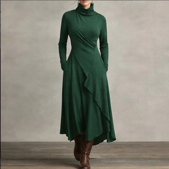 AVÉRIN – WOMEN’S TURTLENECK MAXI WRAP DRESS