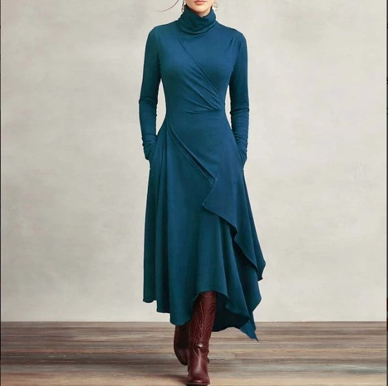 AVÉRIN – WOMEN’S TURTLENECK MAXI WRAP DRESS
