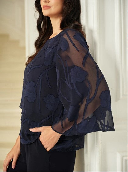 ELANORA – WOMEN’S LACE CHIFFON ELEGANT BLOUSE