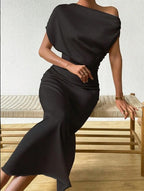 VALERIQUE – WOMEN’S SATIN MIDI ELEGANT DRESS