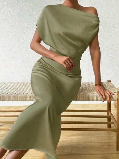 VALERIQUE – WOMEN’S SATIN MIDI ELEGANT DRESS