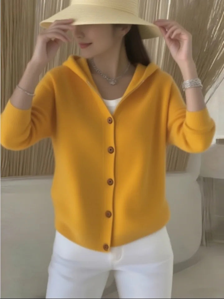 NORELIA – WOMEN’S BUTTONED KNIT HOODED CARDIGAN SWEATER Sweater Marina&Nola