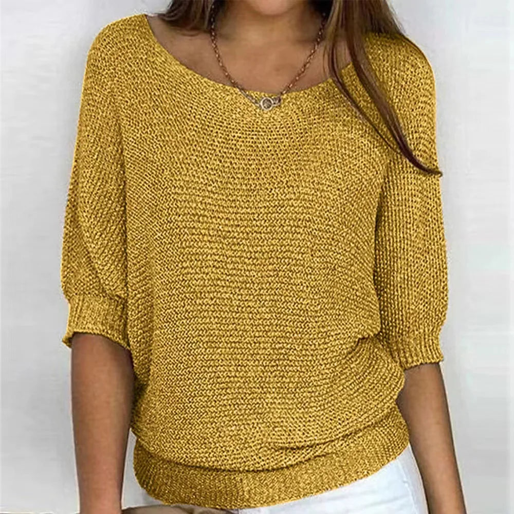 ELARÉNE – WOMEN’S SOLID KNIT PULLOVER SWEATER