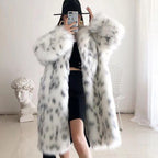 LEOPHIRA – WOMEN’S LEOPARD PRINT FAUX FUR COAT White Coat Marina&Nola