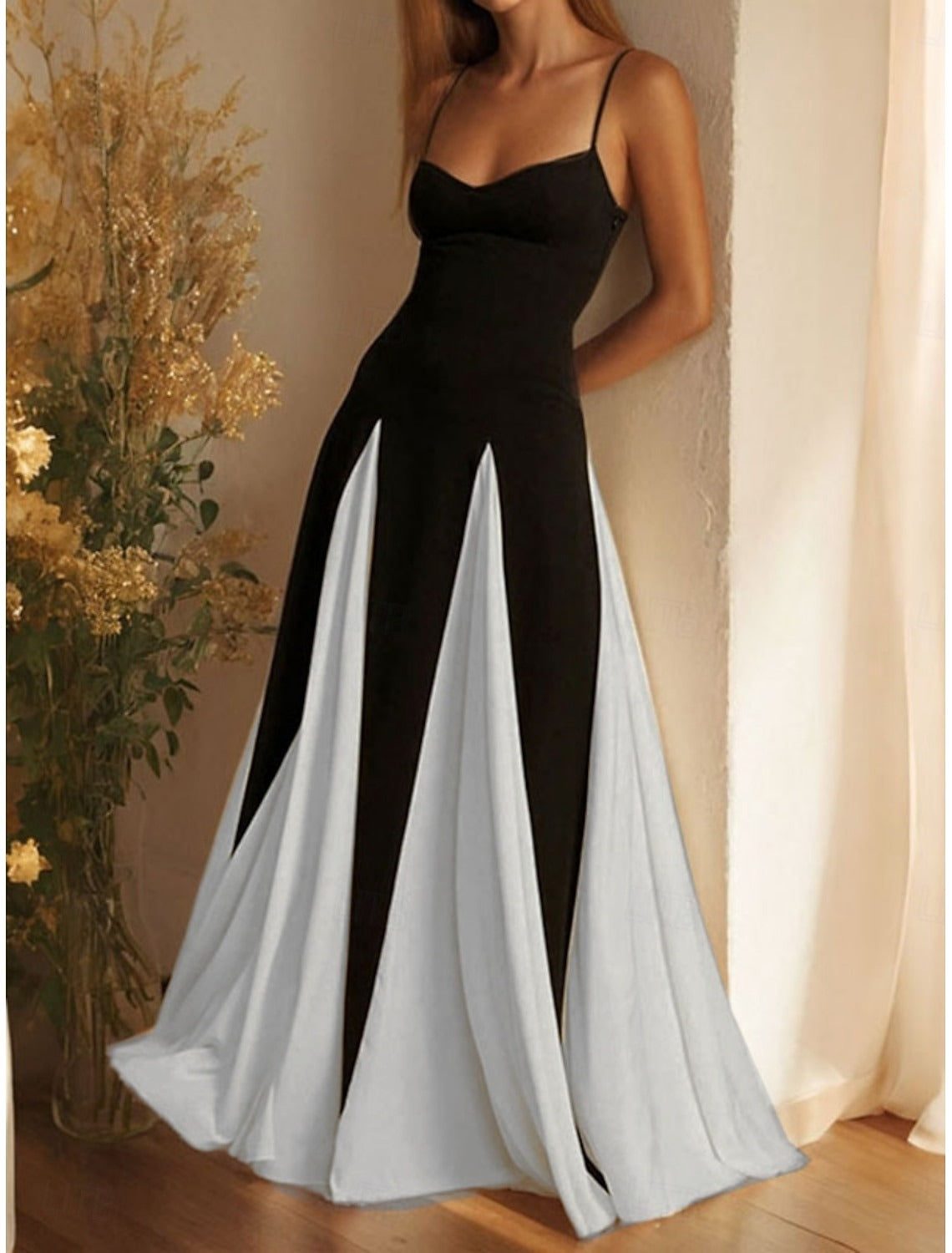 AVÉLINA – WOMEN’S COLOR BLOCK SLIM MAXI DRESS