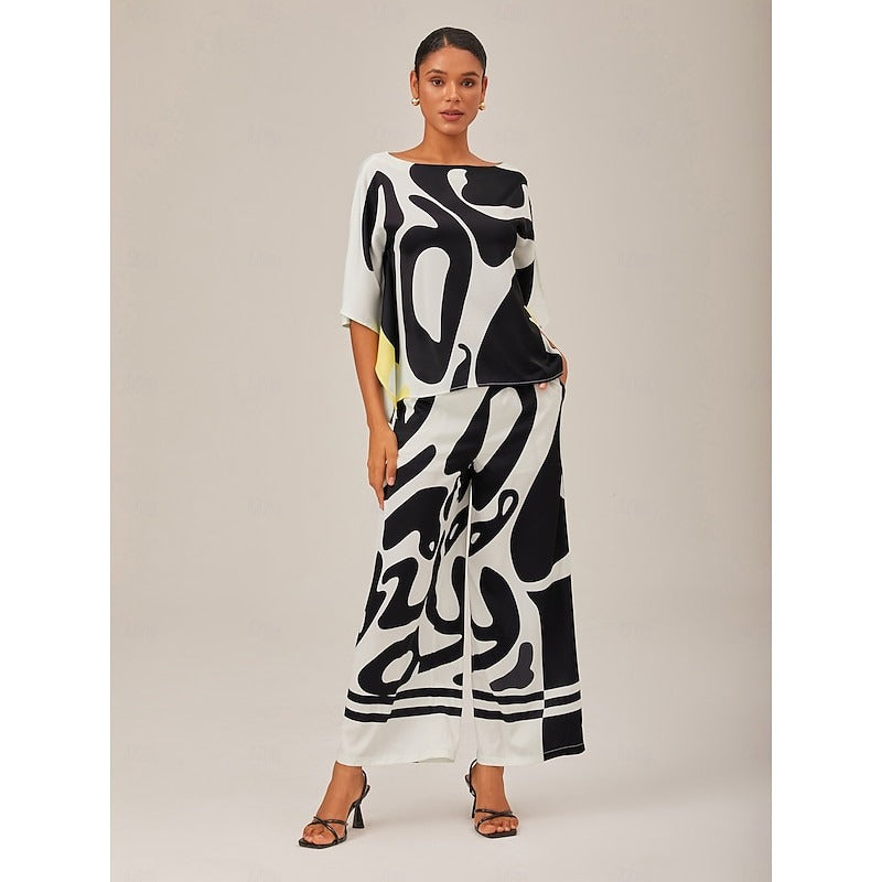 VALÉRIA – WOMEN’S SATIN SILK COLOR COMBO BLOUSE