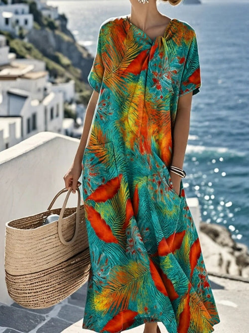 ARVÉLIA – WOMEN’S GEOMETRIC HALTER NECK MIDI DRESS