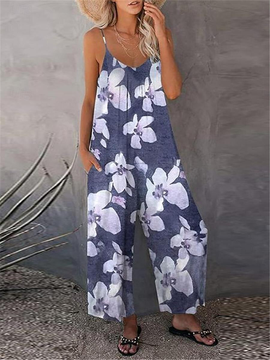 MARÉLIA – WOMEN’S FLORAL SLEEVELESS DUNGAREES JUMPSUIT