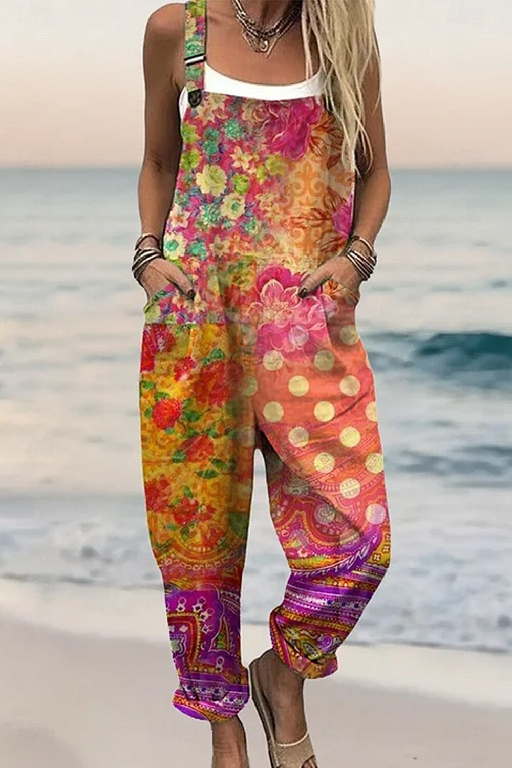 MARÉLIA – WOMEN’S FLORAL SLEEVELESS HAREM DUNGAREES