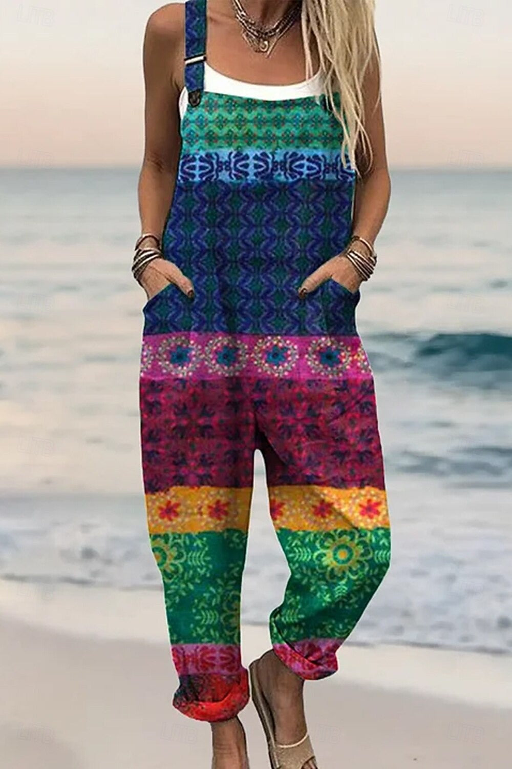 MARÉLIA – WOMEN’S FLORAL SLEEVELESS HAREM DUNGAREES