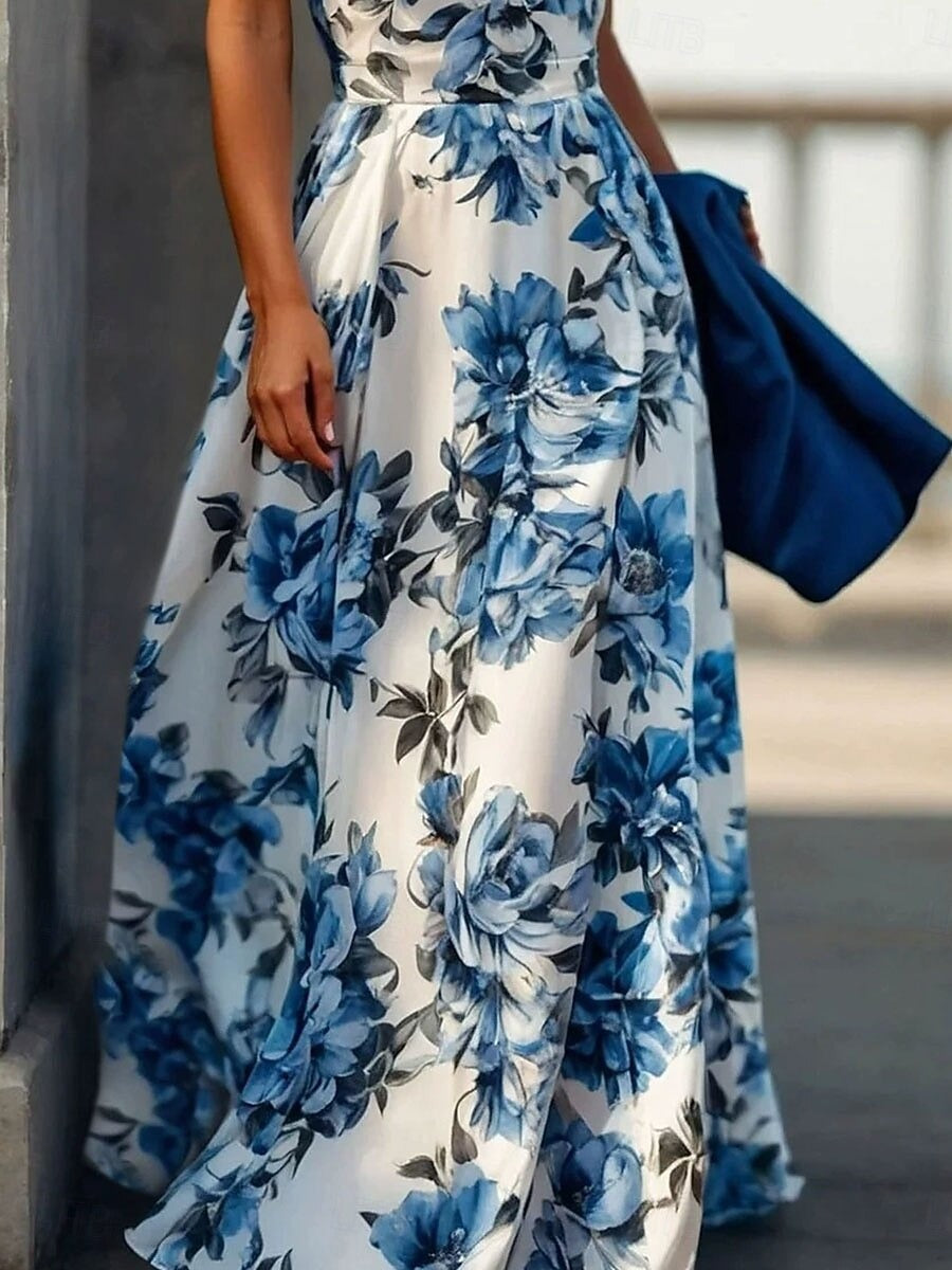 MARÉLINA – WOMEN’S FLORAL HALTER NECK MAXI DRESS