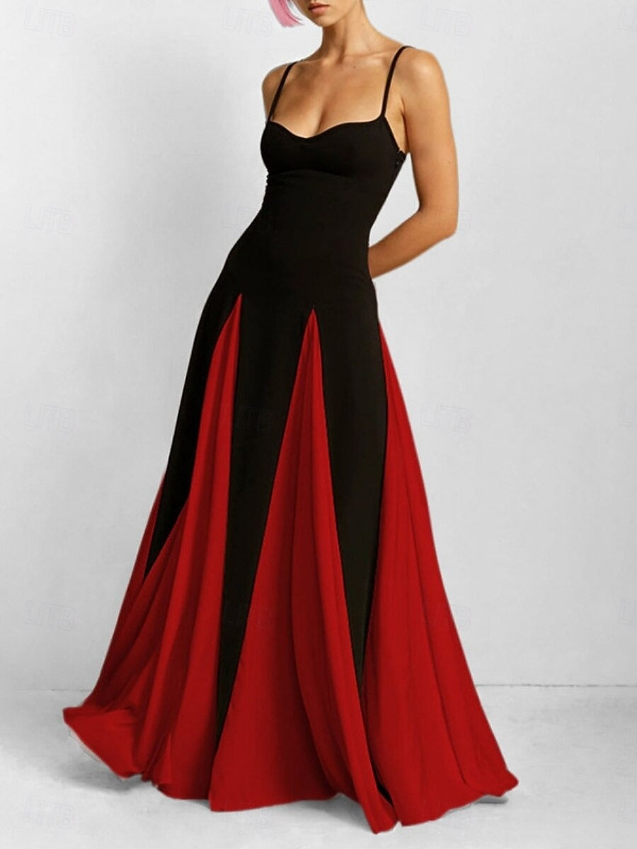 AVÉLINA – WOMEN’S COLOR BLOCK SLIM MAXI DRESS