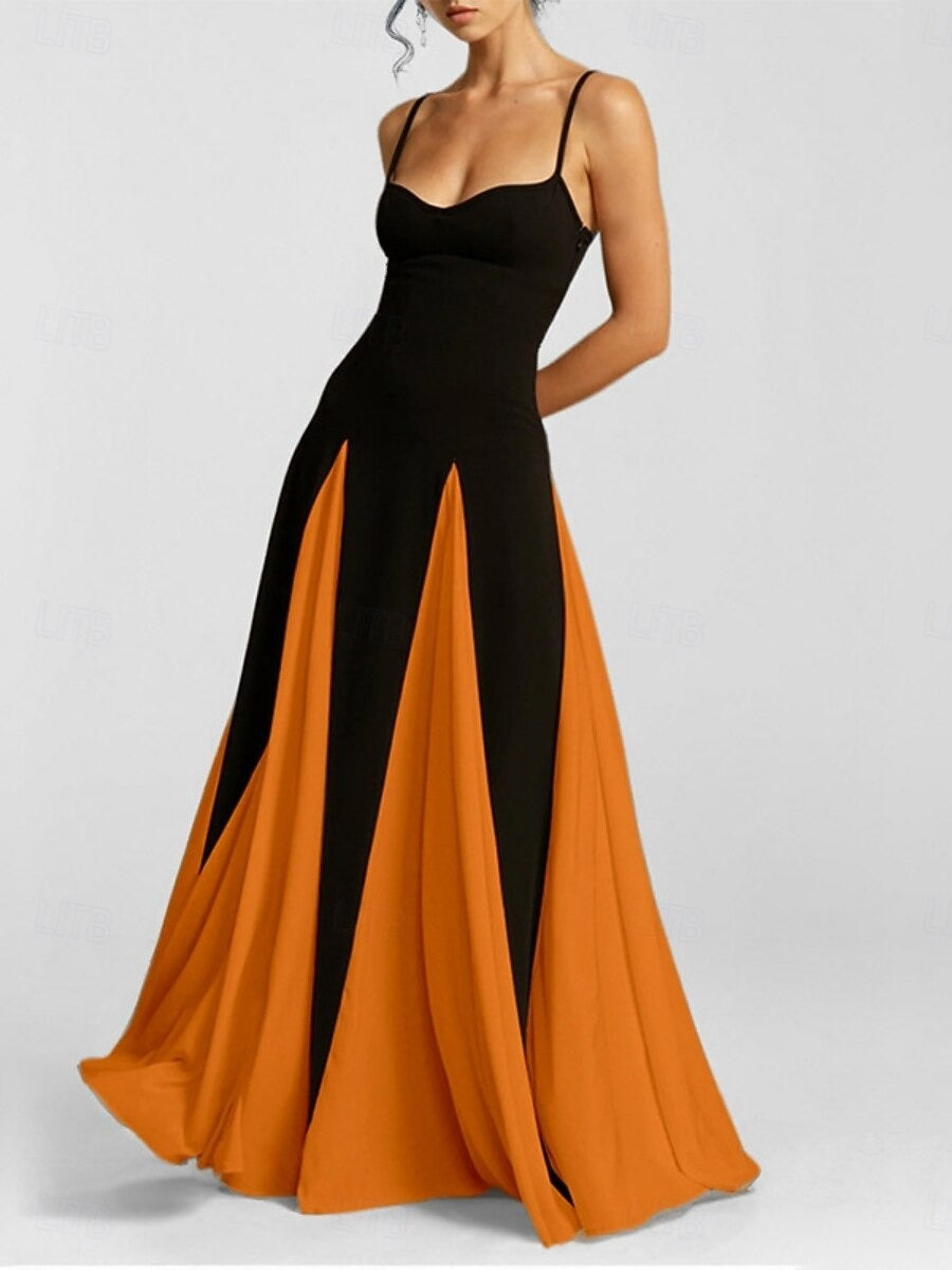 AVÉLINA – WOMEN’S COLOR BLOCK SLIM MAXI DRESS