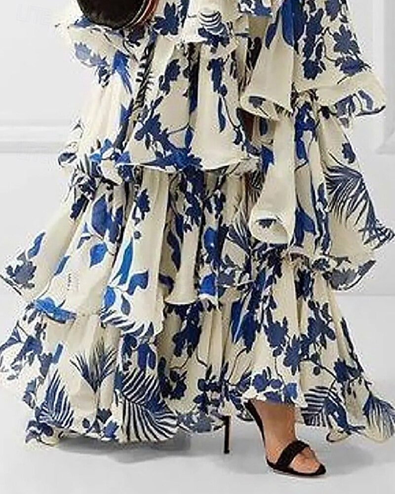 AZURÉLLE – WOMEN’S FLORAL HALTER MAXI DRESS