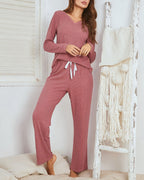 MIRÉSSA – WOMEN’S WAFFLE KNIT LOUNGEWEAR PAJAMA SET