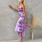 VELAROSE – WOMEN’S ONE SHOULDER FLORAL MIDI DRESS