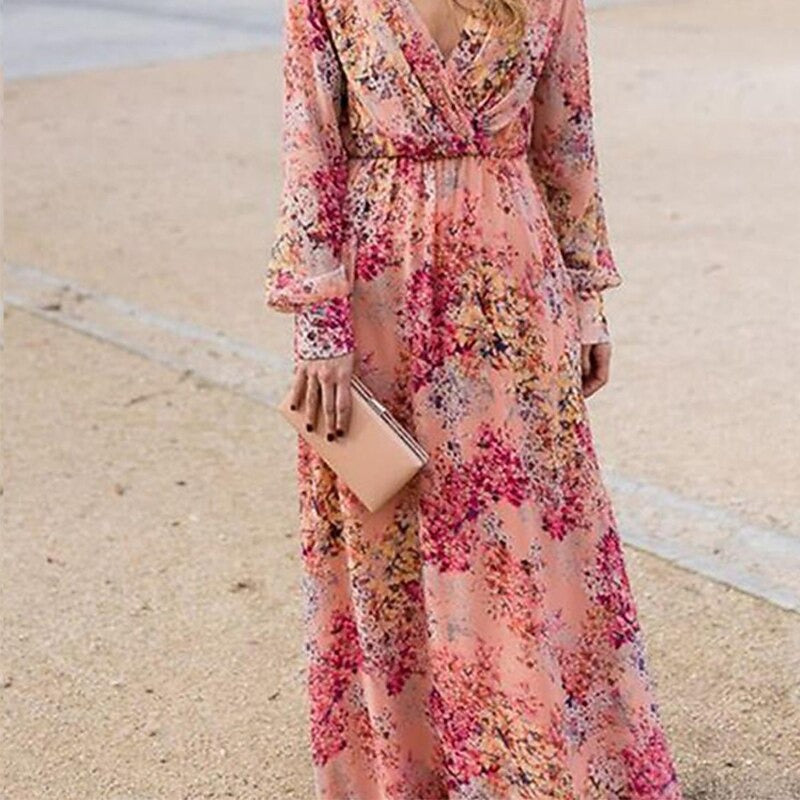 ROSAVERA – WOMEN’S BOHO FLORAL SWING MAXI DRESS