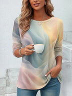 ELMÍRA – WOMEN’S FLORAL GRAPHIC LONG SLEEVE TUNIC TOP