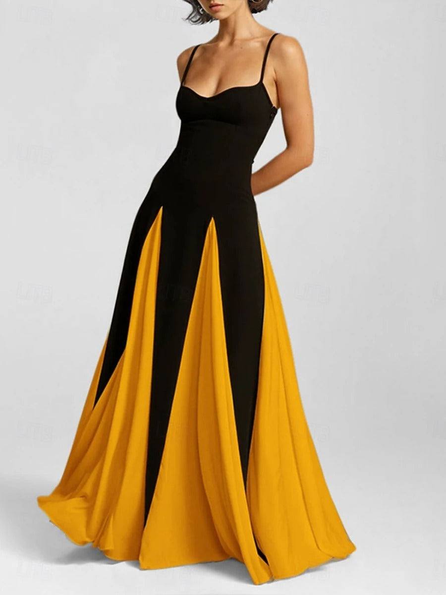 AVÉLINA – WOMEN’S COLOR BLOCK SLIM MAXI DRESS