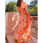 SUNFLARE – WOMEN’S GRAPHIC SQUARE NECK MAXI DRESS