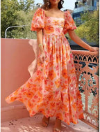 SUNFLARE – WOMEN’S GRAPHIC SQUARE NECK MAXI DRESS