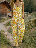 LUMÉRIA – WOMEN’S FLORAL SLEEVELESS WIDE LEG DUNGAREES